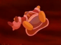 Kirby and King Dedede are caught in a powerful updraft and carried into the sky.