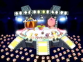 Everybody (except Meta Knight) dances on the stage.