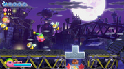 Kirby slips through more enemies as he travels further along the conveyor belt.