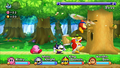 Pre-release screenshot of Whispy Woods' fight in Kirby's Return to Dream Land