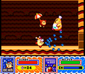 Beam Kirby attacking Chef Kawasaki using Cycle Beam in Kirby Super Star
