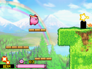 Beam Kirby flies up towards a door