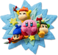 Group artwork of Kirby with the three Waddle Dees