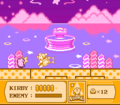 Kirby attacking King Dedede with a Star Bullet