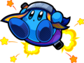 Artwork of a blue Kirby with the Ninja ability