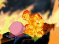 Fire Lion preparing to pounce on Kirby