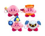 Small plushies from the "KIRBY MUTEKI! SUTEKI! CLOSET" merchandise line, featuring Quick Draw Kirby