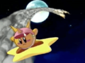 Needle Kirby deftly avoids the homing needles using his Warp Star.