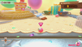 Kirby waiting in an online lobby, which uses a distinct table