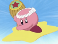 Hammer Kirby riding his Warp Star in Goin' Bonkers (Kirby: Right Back at Ya!)