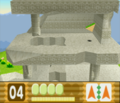 Kirby falls through a fragile floor in the ruins