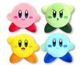 Four big plushies of differently colored Kirbys