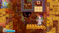 Magolor starts firing through the last barrier of Star Blocks in his way.