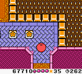 The area in the upper-right of this image from Kirby Tilt 'n' Tumble is a classic danger zone.