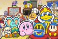 New Year's Day 2023 illustration from the Kirby JP Twitter, featuring Sillydillo peeking through the window with Gorimondo and Clawroline