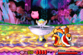 Kirby battling King Dedede in Kirby: Nightmare in Dream Land