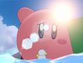 Kirby makes a heroic but futile attempt to save Chilly from melting.