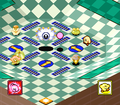 Kirby and Keeby get mired in the central pit. (Hole 8)