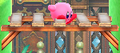 Kirby passing through another supposedly solid floor in Kirby: Planet Robobot
