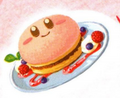 The Kirby fluffy pancake in Kirby: The Strange Sweets Island