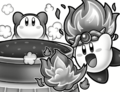 Kirby using the Fire ability to bake his cake in Kirby and the Dangerous Gourmet Mansion?!