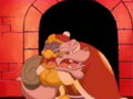 King Dedede and Escargoon embracing before the world ends in Prediction Predicament - Part II