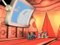 King Dedede and Escargoon attempt to debrief their new animation team on their concept.