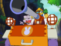 King Dedede and Escargoon driving into the canyon in the 4Kids Version of the series.