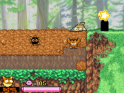 Animal Kirby digs up, about to surprise an unaware Gaw Gaw
