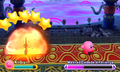 Masked Dedede's Revenge creating an explosion on impact with the ground at the end of his "Axe Bomber"
