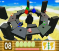 Kirby battles Pix atop the pyramid