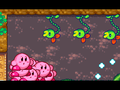 Some Snoozroots confront the Jumbo Kirbys upside-down
