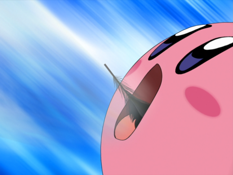 File:KRBaY E087 Kirby inhaling feather screenshot.png