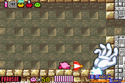Parasol Kirby defeats Master Hand after dealing a handful of damage in Radish Ruins - Room 18
