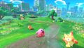 Kirby inhaling a fox-like enemy