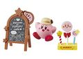 "Welcome To Cafe!" miniature set from the "Kirby Cafe Time" merchandise line, featuring Chef Kawasaki on the sign