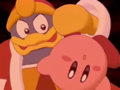 King Dedede shows Kirby the playground.