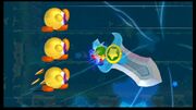 In Kirby's Return to Dream Land, three King Doos are about to take a super hit in Dangerous Dinner - Stage 3.