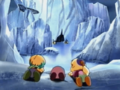 Kirby and his friends infiltrate the Pengys' iceberg.