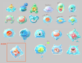 Various concept arts of Floaty the Cell Core