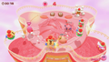 Gameplay on the Kirby Cake stage, in the defeat enemies mode