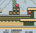 Kirby encountering a Wizzer in Kirby's Dream Land