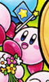 Kirby with a flag in Find Kirby!! (Flower Garden)