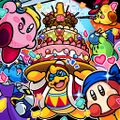 Illustration from the Kirby JP Twitter commemorating the 1st anniversary of Kirby Battle Royale, featuring a blue Mirror Kirby