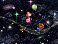 Kirby and Simirror fall in a starry sky