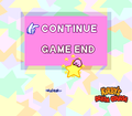 Kirby hops back onto the Warp Star if "Continue" is selected.