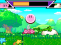 The Kirbys work together to pull a large turnip from the ground