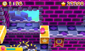 Kirby standing on some Star Blocks in a stage in Kirby's Blowout Blast