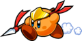 Artwork of an orange Kirby with the Spear ability
