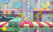 Kirby catches his breath after escaping a row of Shotzos.